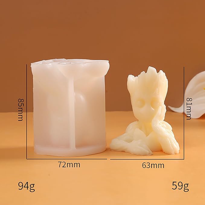 Groot Cylinder Candle & Resin Mold - Resin Casting Silicone Molds for Home Decor & Candle Making Wave Spiral Mold