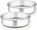 TeamFar 9½ Inch Cake Pan, Round Tier Cake Pans Set Stainless Steel for Baking Steaming Serving, Perfect for Birthday Wedding Celebrations, Healthy & Sturdy, Mirror Finish & Dishwasher Safe - Set of 2