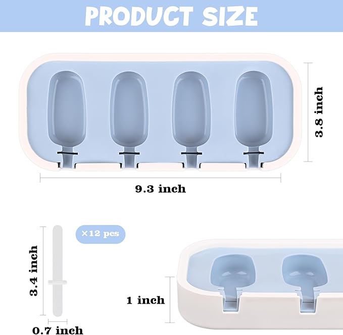 WMKGG 1.2 oz Super Mini Popsicle Silicone Molds for Kids, 2 PCS Classic Homemade Ice Pop Molds With Sticks and Lid, Stackable Ice Cream Molds
