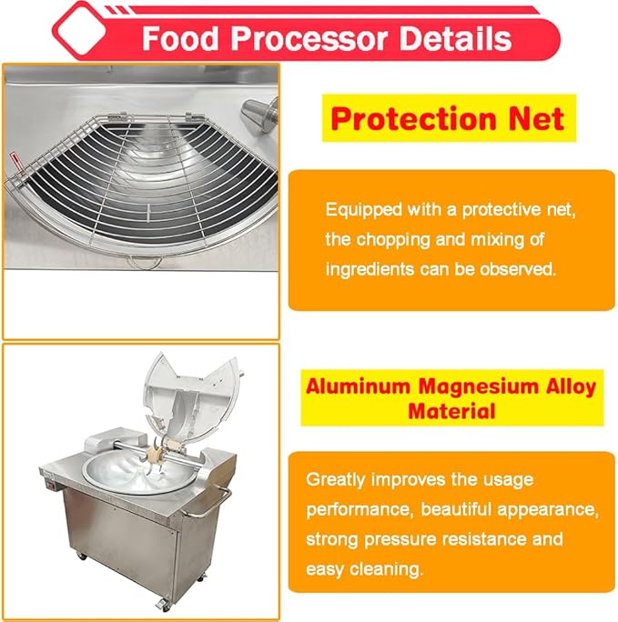 110V 24L Commercial Food Chopper Processor 1500W Electric Meat Vegetable Grinder Blender Multifunctional Food Cutter for Meat Vegetables Fruits Ginger Garlic 1400r/min