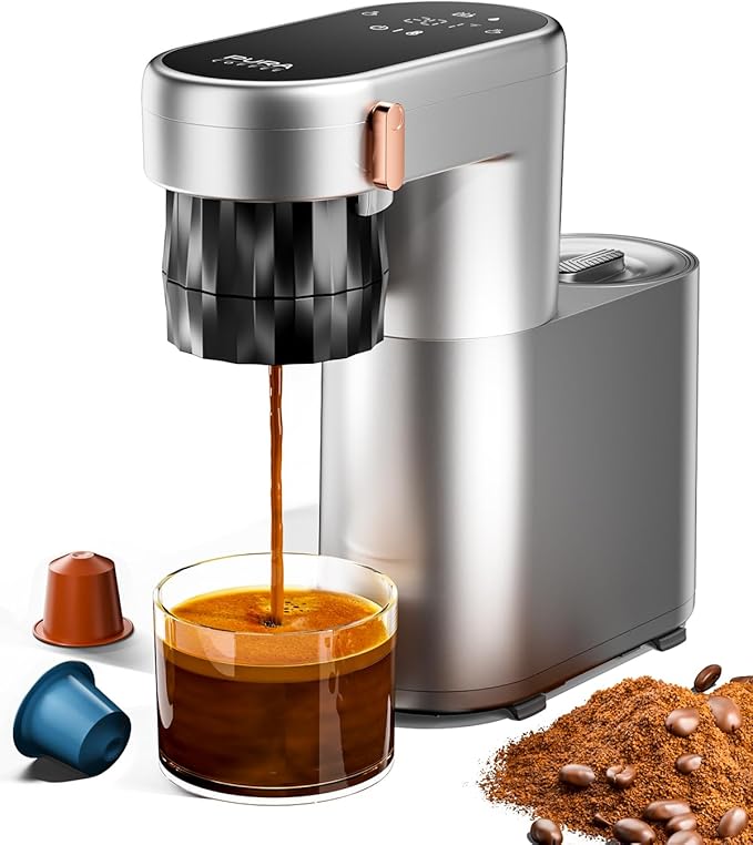 C1 Pro Portable Electric Coffee Machine, 20 Bar Travel Espresso Maker with Ground Coffee & NS Capsule, Rechargeable, Instant Heating, 6.1oz Water Tank for Car RV Camping Hiking Office Home