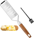 SHIKORI Stainless Steel & Wood Cheese Grater with Protective Cover - Modern, Rectangular, Slicer Color