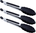 7 inch Cooking Tongs, MSY BIGSUNNY Set of 3 Mini Kitchen Tongs Silicone Serving Tongs With Silicone Tips for FoodGrill, Salad, BBQ (black)