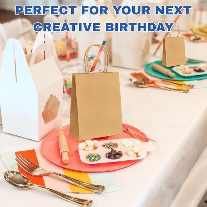 ASSUREPAK Earth Friendly Paper Bags - 60LB - 10"x5"x13" - 250 Bags - 90 GSM - Kraft/Natural - Gift Bags for Decorating, Birthdays & Events