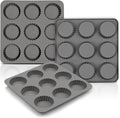 Palksky Chocolate Almond Peanut Butter Cup Mold - (3PCS) 9 Cup Bite Size Fat Bombs Snack Baking Pan/Mini Silicone Cookie Candy Mold for Brownie, Jello, truffle