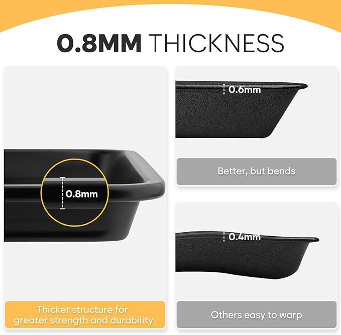 Half Sheet Pan 17.5” x 13”, Cookie Sheets for Baking 0.8mm Thick Non Stick Baking Sheets for Oven Heavy Duty Baking Trays
