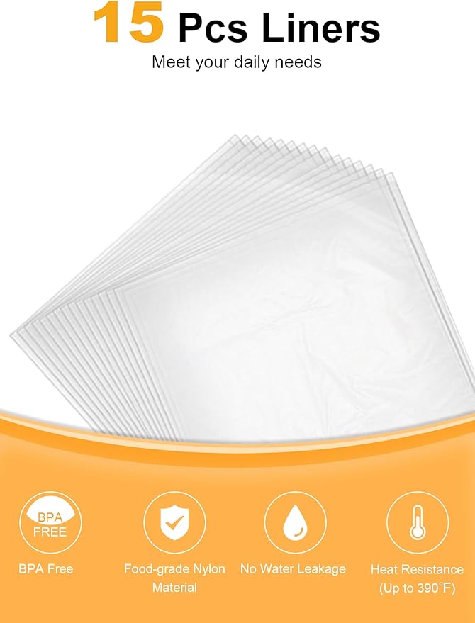 SMARTAKE Slow Cooker Liners, Small Size 13"x 15" Disposable Cooking Bags, Fit 1.5QT to 3QT for Slow Cooker, Cooking Trays, Suitable for Oval & Round Pots, 15 Liners