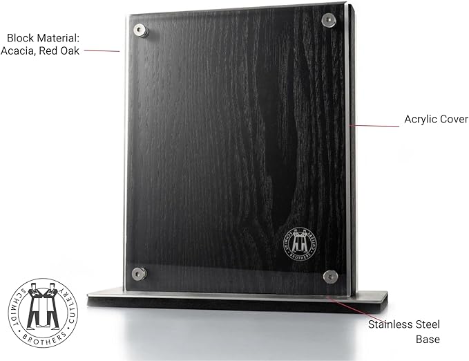Schmidt Brothers - Black Midtown Magnetic Knife Block, Universal Cutlery Storage For 8-10, Acacia Hardwood and Acrylic Shield