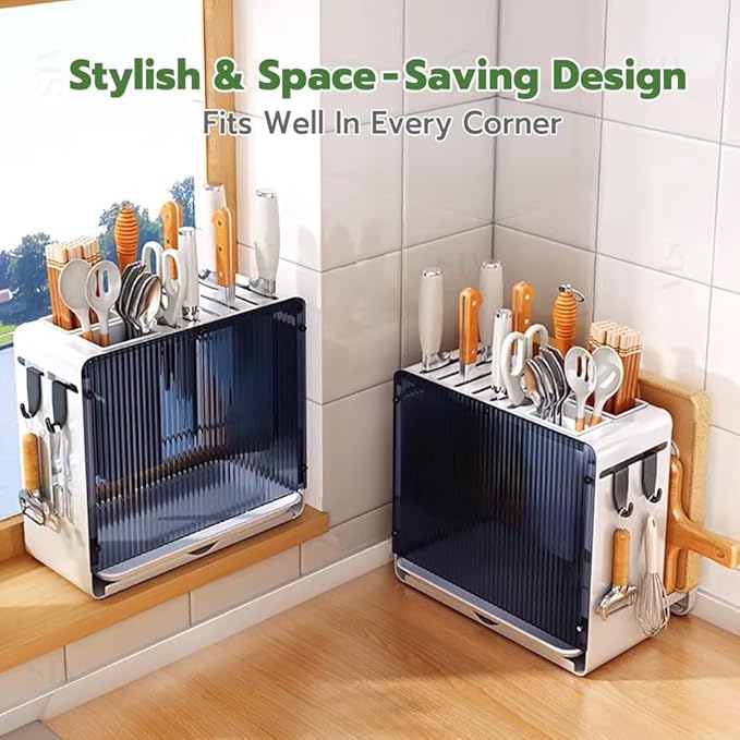 Knife Holder Organizer Stainless Steel Rack This multifunctional kitchen storage rack with Utensil (Green) version:No cutting board rack