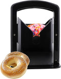 Bagel Slicer, Perfect for Bagels, Safe Grip, Safety Shield, Bagel Cutter Stainless Steel, Universal Slicer (Black)
