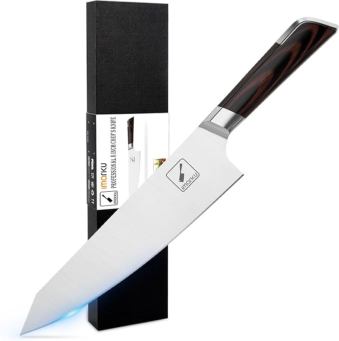 imarku Japanese Chef Knife, 8 Inch Damascus Kitchen Knife, Chef's Knives with Unique Design Wood Handle, Powder Steel Forged Super Sharp Knife With Gift Box, Birthday Gift&Christmas Gift for Families