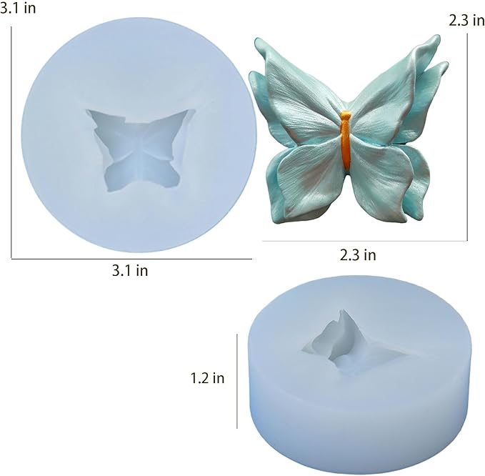 3D Double Winged Butterfly Candle Mold, Bilayer Butterfly Silicone Mold, Animal Resin Mold for Soap Soy Wax Epoxy DIY Handcraft Home Ornaments Car Air Freshener Decoration