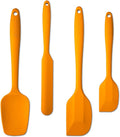 4 Piece Silicone Spatula Set, Flexible Heat Resistant Non-scratch Baking Cooking Rubber Spatulas with Stainless Steel Core, Orange
