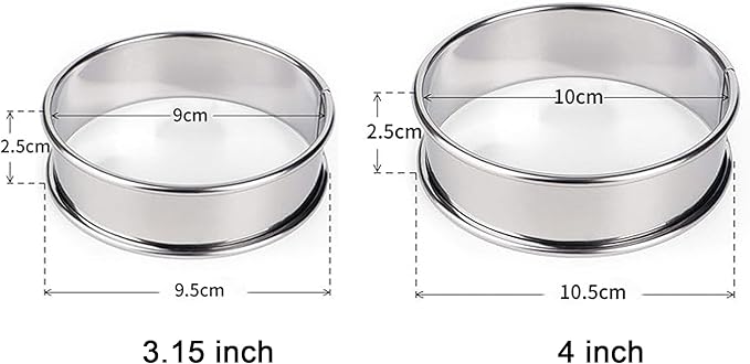 HLMOptimo English Muffin Rings, Stainless Steel Crumpet Rings, 6 Pcs Nonstick Metal Round Ring Molds with Silicone Oil Brush (4 inch 12 pcs)
