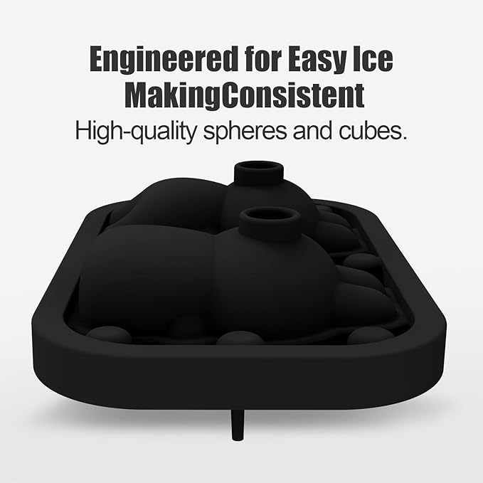 3D Rabbit Shapes Ice Cube Mold Silicone Large Ice Cube Molds 2.5 inch Animal Ice Cube Tray for Cocktails, Bourbon,Brandy, Whiskey Gifts for Men (Black)