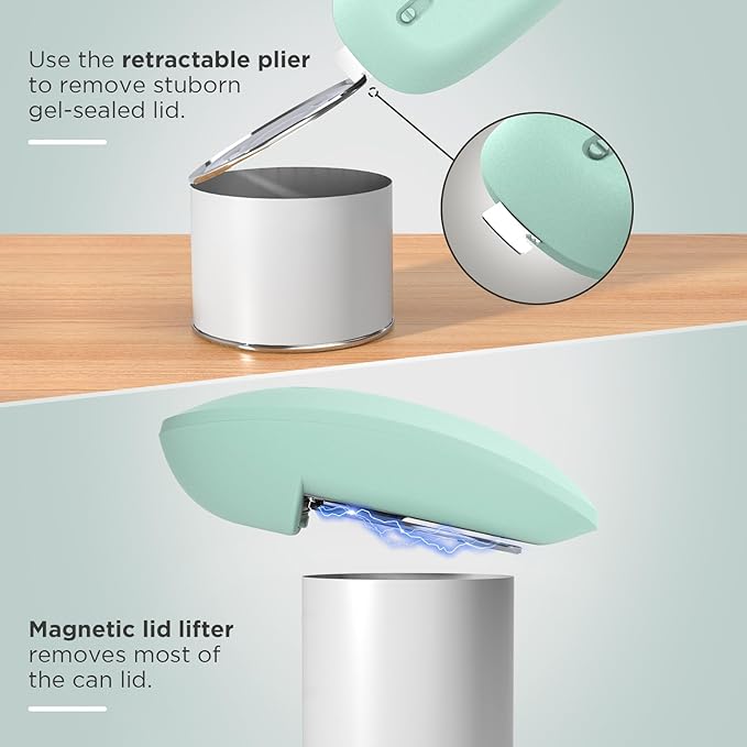 Canslab Ultrablde SE - USB Rechargeable Electric Can Opener for Kitchen for Seniors with Arthritis- Cordless Battery Powered Automatic, Side Cut, Smooth Edge, Handsfree, for Small or Large Cans, Teal