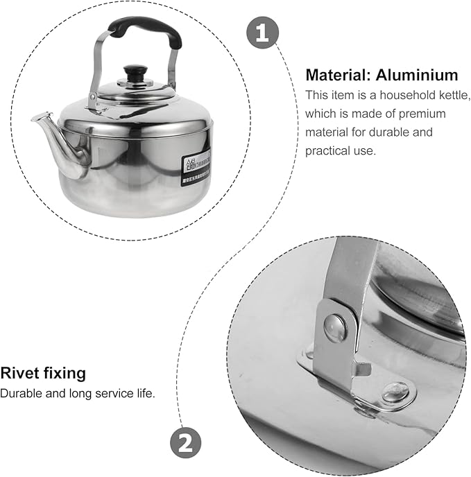 Cabilock 4L Stainless Steel Whistling Tea Kettle Stovetop Large Rapid Boil Kettle with Ergonomic Handle for Home Kitchen