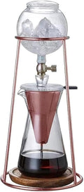 Nispira Modern Iced Coffee Cold Brew Coffee Maker Slow Drip Coffee Machine Stainless Steal Copper Color 400mL Borosilicate Glass