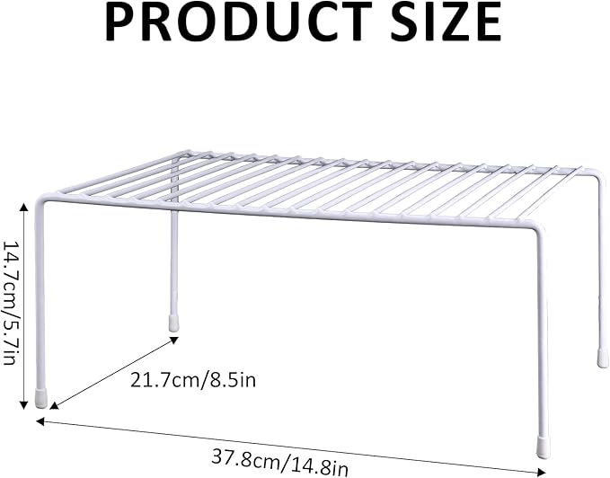 6-Pack Medium (14.8x8.5inch) Kitchen Organizer Rack, Kitchen Shelves for Spice Organization for Cabinet, Pantry Organizers and Storage, Spice Rack, Desk Organizer, White