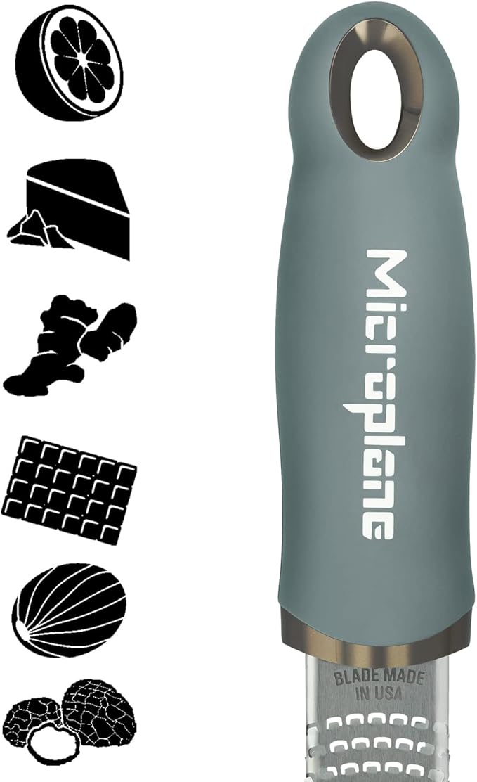 Microplane Premium Classic Zester - Eucalyptus Green | Lemon Zester tool, Hard Cheese & Vegetable Grater | For Citrus, Parmesan Cheese, Garlic, Ginger, Nutmeg | Fine Stainless Steel Blade, Made in USA