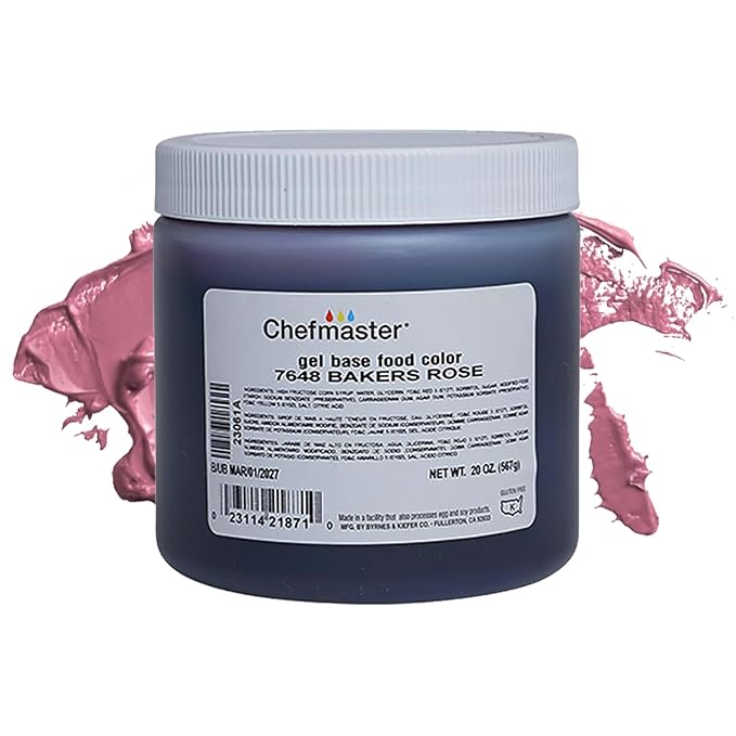 Chefmaster Bakers Rose Gel Food Coloring | Vibrant Color | Professional-Grade Dye for Icing, Frosting, Fondant | Baking & Decorating | Fade-Resistant | Easy-to-Use | Made in USA | 20 oz