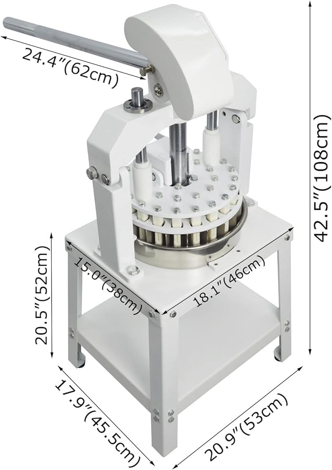24PCS Vertical Type Manual Dough Dividing Machine 2 Trays Manual Dough Divider Bakery Dough Cutter Machine 1.59oz-8.46oz(45g-240g)/pcs