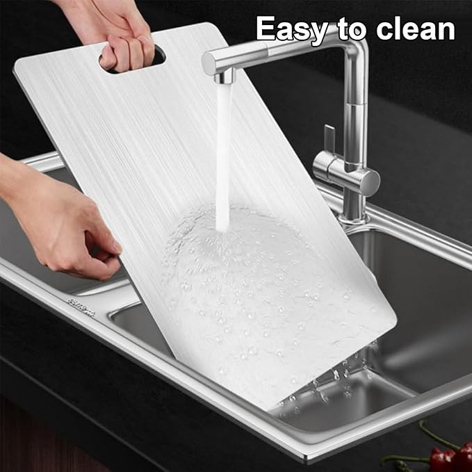 Katuchef Titanium Cutting Board,2026 New 100% Pure Titanium Cutting Boards for Kitchen,Non toxic Doubld-Side Durable Chopping Boards, Easy to Clean and Store(2PC-M+XL)