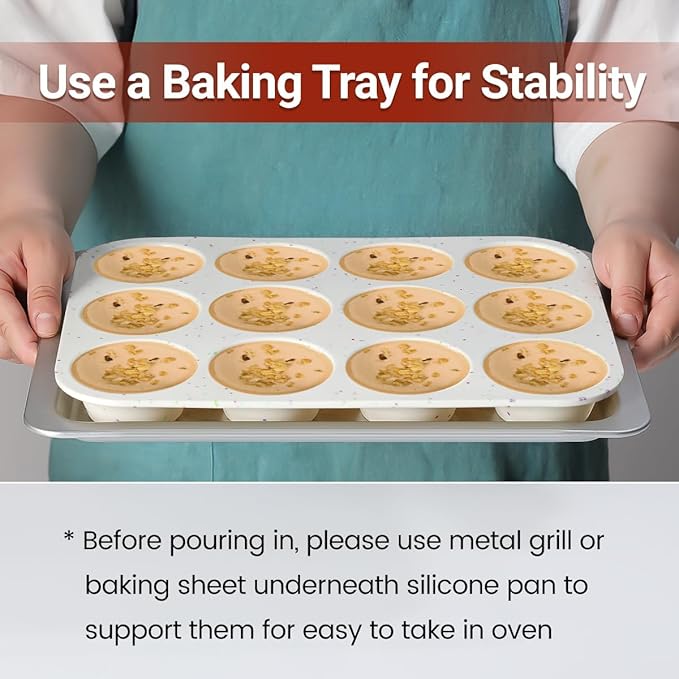 CAKETIME Silicone Muffin Pan, Regular Size Muffin Pan for Baking 12 Cups Non Stick Silicone Cupcake Pan 1 Pack Confetti