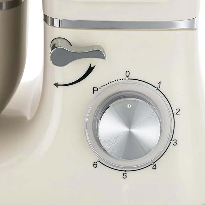 Stand Mixer 1350W Electric Tilt-Head Mixer with 6.5 QT Stainless Steel Bowl, 6 Speed with Pulse Kitchen Mixer, Food Mixer with Dough Hook, Flat Beater, Whisk, Splash Guard (White)