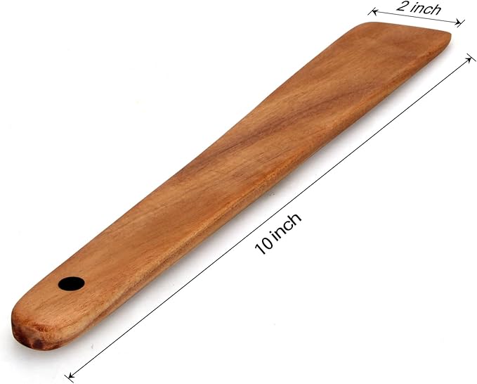 Flat Wooden Spatula for Kitchen Utensil Spurtle Kitchen Tool Turner Teak Wood Scraper Spatulas Non Toxic Cooking Utensil Bamboo Spatula for Cooking Spoon Small Egg Flipper Spatulas Sourdough Stirrer