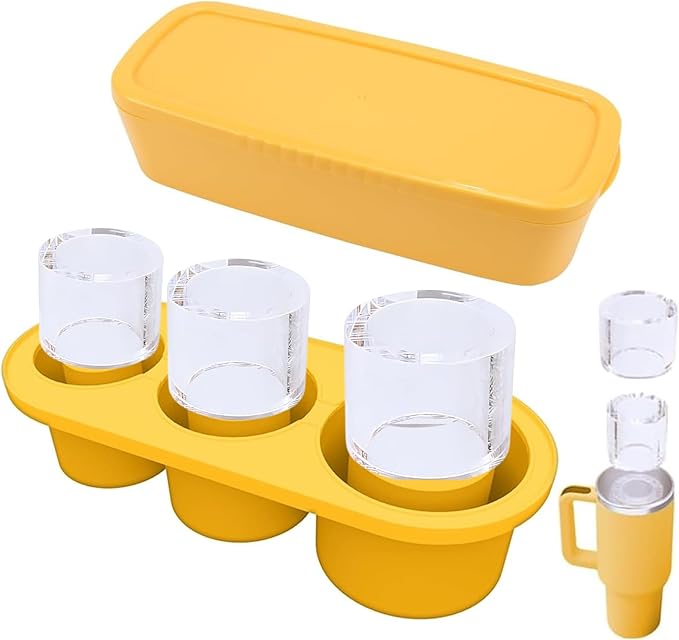 20-40 oz Ice Molds for Stanley Cup - Silicone Ice Cube Tray with Lid and Bin for Chilling Cocktails, Whiskey, Drinks, Coffee - BPA-Free, Easy Fill and Release Ice Maker Tray for Freezer