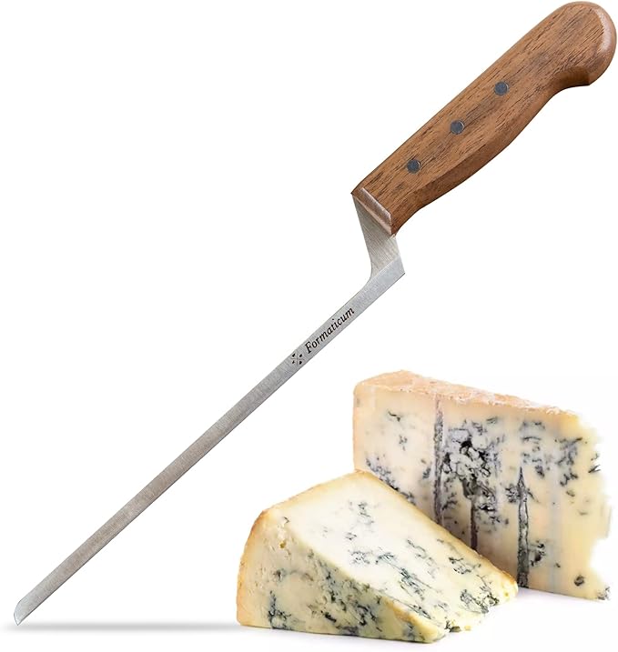 Formaticum Professional Blue Cheese Knife- 8" x 0.25" All Blue Cheese Slicer, Non- Stick Stainless Steel Thin Blade w/Solid Walnut Handle, Great Cheese Charcuterie Accessories, Handmade in Italy