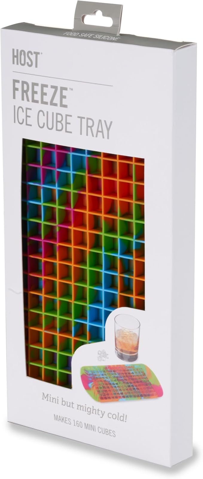 Host Mini Ice Cube Tray, Makes 160 Cubes, Durable Silicone Trays, Perfect for Cocktails, Whiskey, Bourbon, Margarita, Mojito, Iced Coffee, Home Kitchen Essentials, Set of 1, Colored Marble