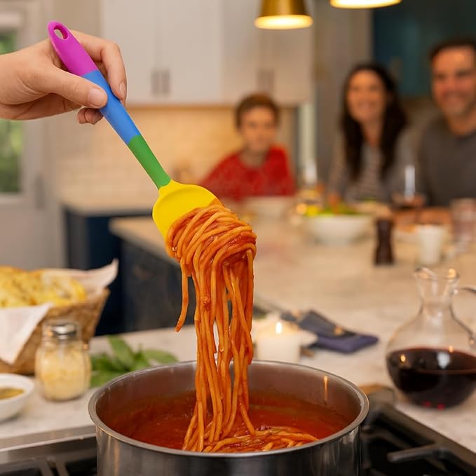 Cooking With Pride Non-Stick Spoon Spatula, Heat-Safe Silicone With Iron Core, 10.5-Inch