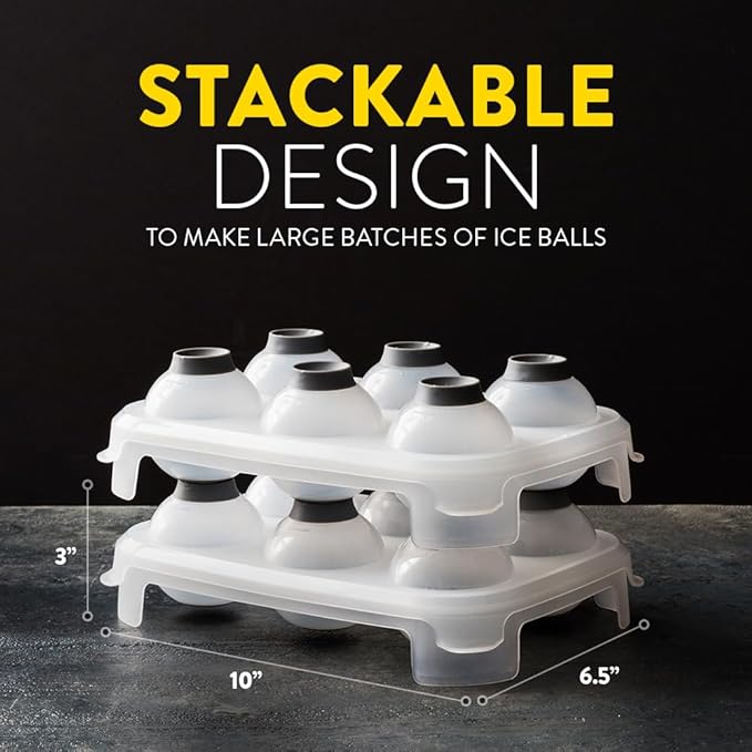 SVERES Large Round Ice Cube Mold | Leak-Free Whiskey Ice Cubes Mold | Top Fill Silicone Round Ice Cube Molds & Easy Release Ice Ball Maker | BPA-Free Big Ice Cube Molds Makes 2.5in Sphere Ice ball