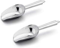 E-far 6 Ounce Ice Scoop Set of 2, Small Stainless Steel Scoops for Ice Cube/Candy/Flour/Sugar, Metal Utility Scoops for Canisters, Baking, Kitchen Pantry, Rust Free & Dishwasher Safe