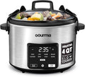 Gourmiia 4.5 Qt Programmable Slow Cooker with 5 Presets, Slow Cook, Digital Timer, Keep Warm Function, Nonstick Interior, Dishwasher Safe (Stainless Steel)