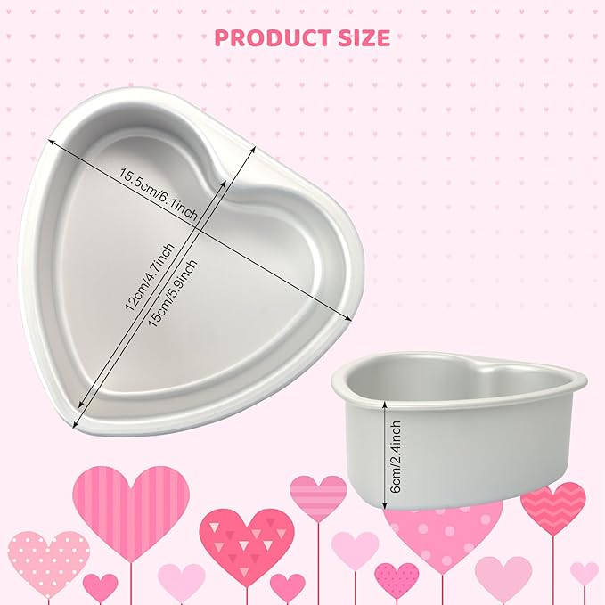 Heart Shaped Cake Pan 6 Inch Aluminum Cake Pans Heart Cake Tin Baking Cake Mold for Valentine's Weddings Birthday Party