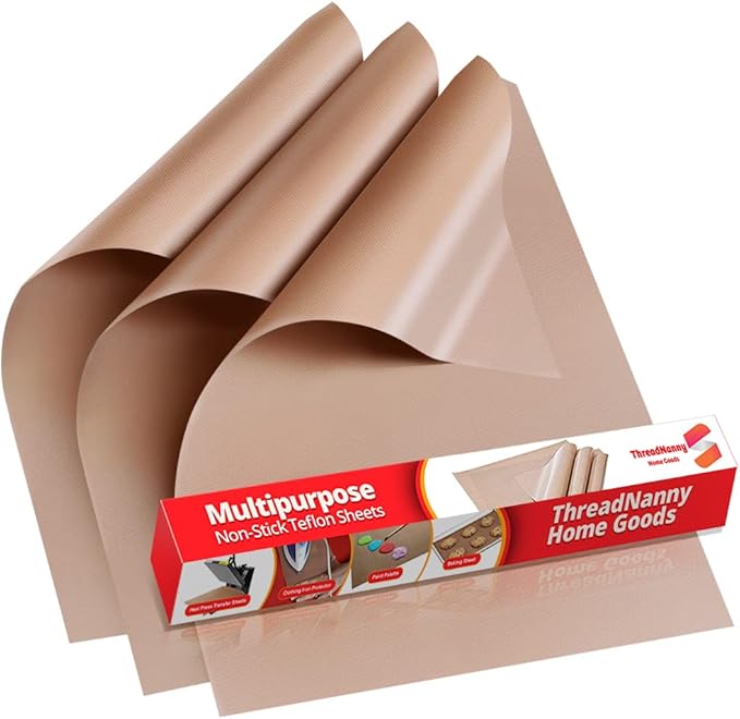 Teflon Sheets for Heat Press and Baking - Reusable PTFE Oven Liners, Premium Teflon Sheet for Baking - Heat Resistant Range Mat - Food Safe, BPA & PFOA Free - Large 16" x 20” (3-Pack)