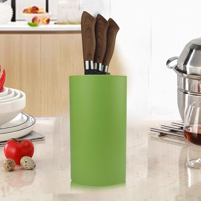 Universal Knife Block Holder Multi-Functional Resin Knife Storage Slot to Protect Blades Detachable for Easy Cleaning Kitchen Knife Holder for Counter Top (Green)