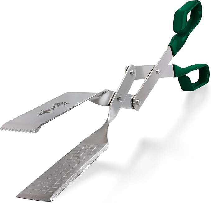 Shark BBQ Grill Tongs - 17 inch Green. Professional kitchen and outdoor grilling utensil. Long reach Barbeque Grilling Tongs. Ideal for steak, fish, burger, and sausage