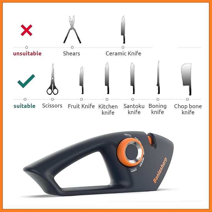 5 in 1 Adjustable Knife Sharpener, Premium Handheld Kitchen Knife Sharpeners Help Repair, Restore, Polish Blades Sharpening Tool Works for Pocket Knife Chefs & Serrated & Bread Knife, Scissors