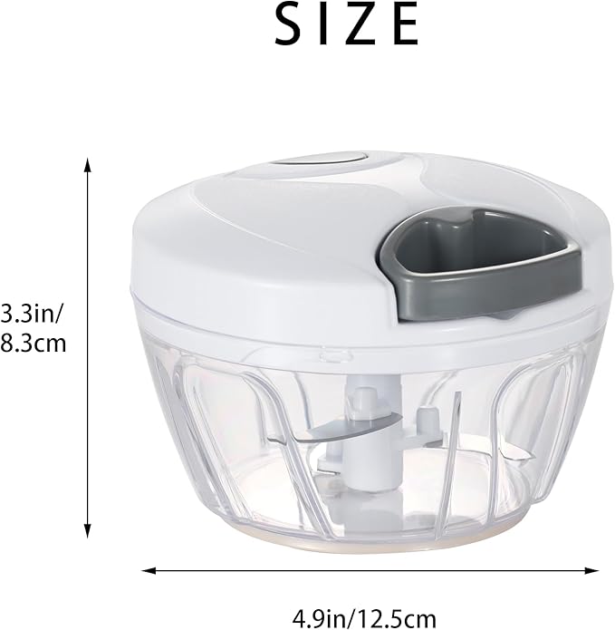 Ourokhome Manual Food Processor Vegetable Chopper, Portable Hand Pull String Garlic Mincer Onion Cutter for Veggies, Ginger, Fruits, Nuts, Herbs, etc., 500ml, White