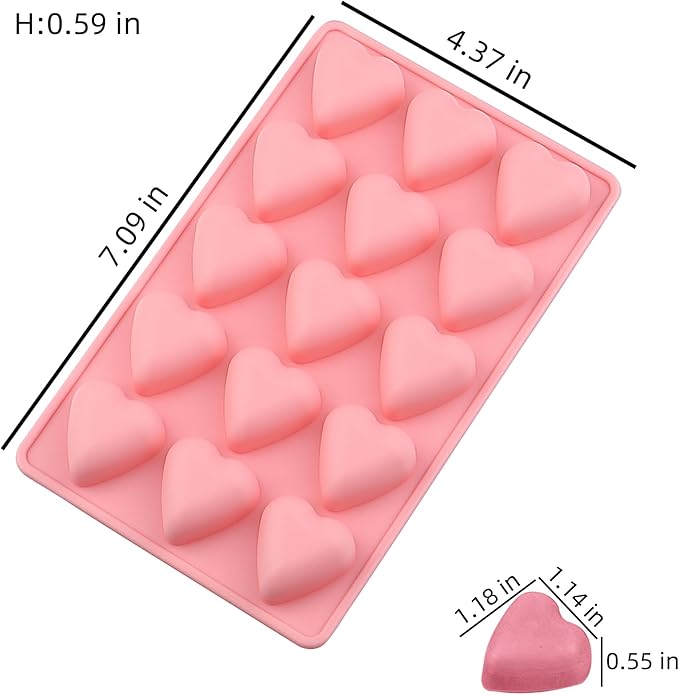Heart Chocolate Molds Valentine's Candy Molds 3 pcs Silicone Heart Mold for Resin Jelly Ice Cube Cupcake Cake Topper Decoration