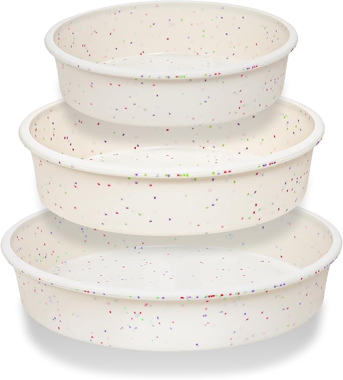 Vinino 3 Pack Round Cake Pan Set (6''/8''/10'') with Metal Reinforced Frame, Circle Cake Pan for Baking Nonstick Silicone Springform Pan for Baking Suitable for Making Layers, Cheese & Chocolate Cakes