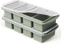 Silicone Freezer Tray with Lid Soup Freezer Container Molds with Steel Reinforced Rim Large Ice Cube Tray Makes 8 Perfect 1 Cup Portions Cubes Storage Food Portion Control Containers Kitchen Gadgets