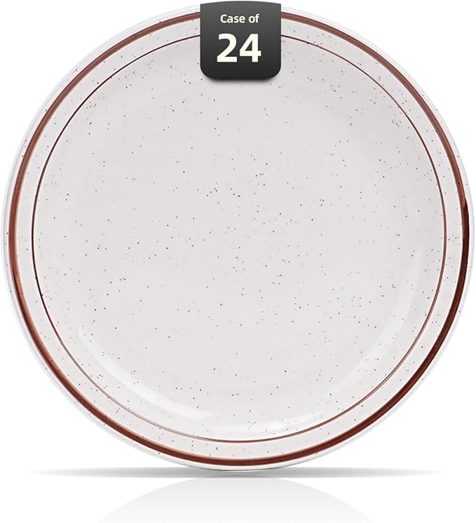 Stoneware Narrow Rim Commercial Grade Dinnerware Brown Speckle, Plate 9", Case of 24