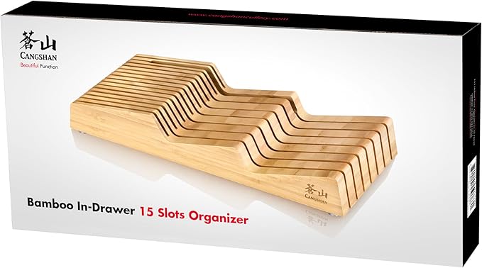 Cangshan 503831 Bamboo In-Drawer 15-Slot Knife Organizer