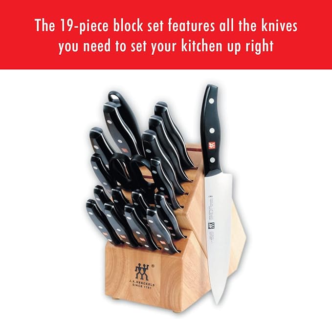 ZWILLING Twin Signature 19-Piece German Knife Set with Block, Made in Company-Owned German Factory with Special Formula Steel perfected for almost 300 Years