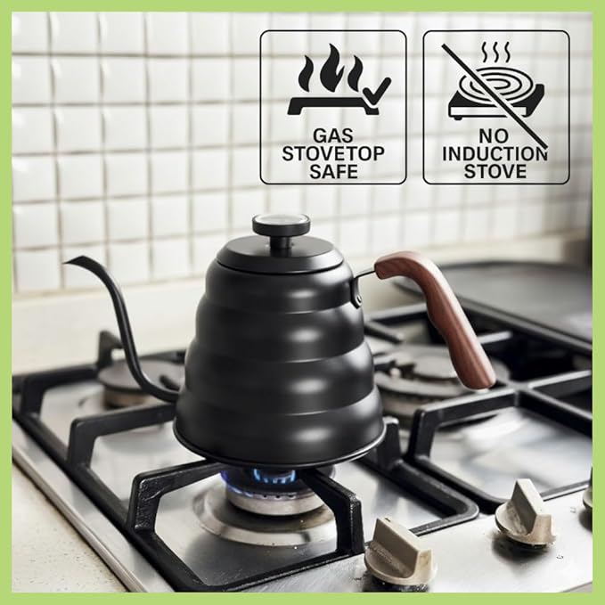 Japanese Gooseneck Kettle Stovetop with Thermometer and Insulated Handle (4-piece, 1200ml / 40.6 oz), Stainless Steel Pour Over Tea Kettle Stovetop, Precision Pour Kettles Pot for Coffee & Tea